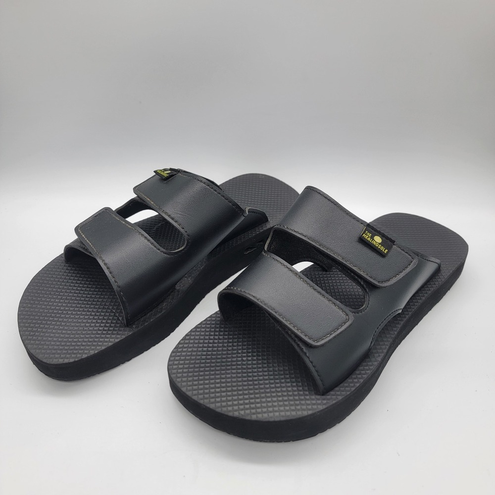 THE HEALING SOLE Black Orthopedic Plantar Fasciitis Slides Sandals W 11 M8.5